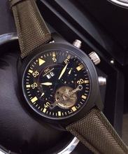 La marca superior de cuero Tourbillon hombres de movimiento automático del reloj para hombre auto viento relojes de pulsera mecánicos