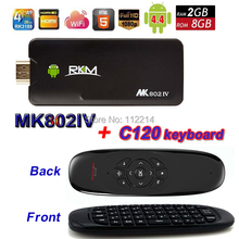 MK802IV Android 4.4 TV Box & C120 Wireless Keyboards 2.4GHz Air Moues Rikomagic RKM RK3188T Quad Core 2G 8G WiFi HDMI IPTV XBMC