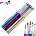 5Pcs set Nail Art Brush Rhinestones Handle Acrylic UV Gel Polish DIY Design Tips Mixed Color
