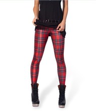 New Arrival Women Galaxy Designed digital Printed milk vintage Tartan Red Leggings