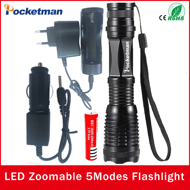 E17 CREE XM-L t6 4000 lumens led flashlight torch adjustable lights & lighting torch for AAA and 18650 battery Rechargeable