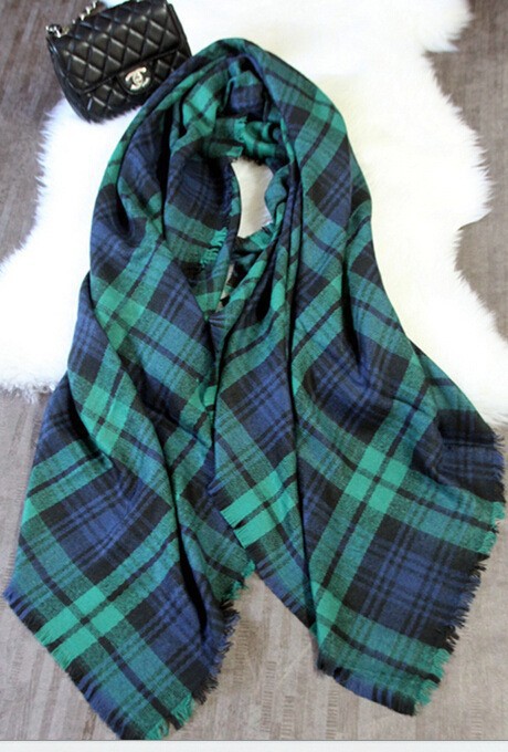 2015 Hot Sale Women Fashion Brand Winter Green Checked Plaid font b Tartan b font Wrap