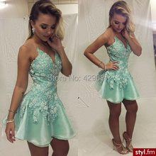 Modest V Neck Sleeveless Sheer Neck Organza Homecoming Mini Party A Line Mint Green Gowns 2016 Cocktail Dresses UM1023