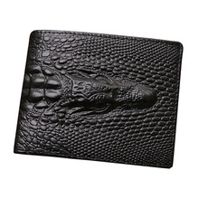 3D design Crocodile pattern Men vintage Cowhide genuine leather short wallet,famous designer brand male handmade alligator purse