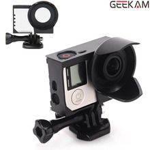GEEKAM Gopro Protective Frame Case with Lens Hood Sunshade Housing Frame Shell Basic Buckle for Go pro Hero 4 3+ 3 Sport Camera