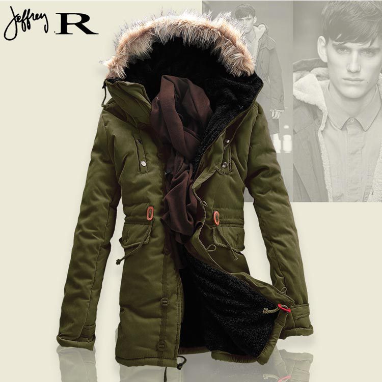 2015 New Brand Russian men winter coats long paragraph lamb wool liner thick padded jacket cotton