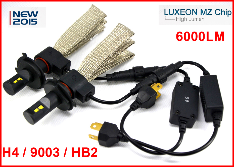 1 Set H4 9003 HB2 40W 6000LM CREE / Philip LED Headlight LUXEON MZ Chip 4SMD XM-L2 Xenon White 12/24V Copper Belt H13 9004 9007