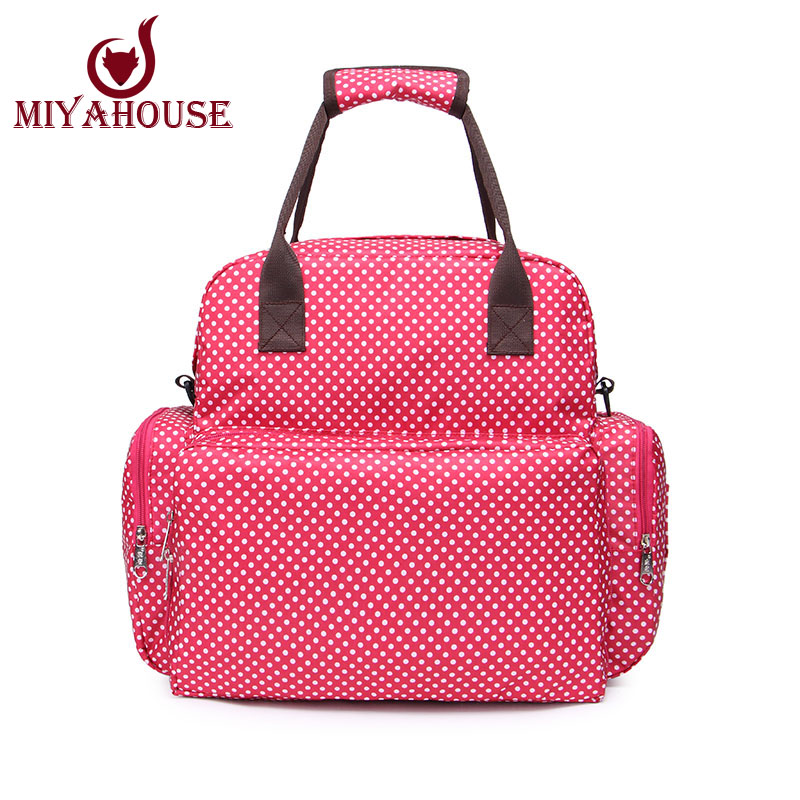 2016 Cute Pink Dot Women Handbags Fashion Nylon Female Travel Bags Multifunction Lady Casual Nylon Totes Bolsa Feminina