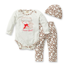 2014 hot sale new fashion baby boy or girls leopard romper pants hat kids clothing set