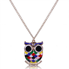 2016 new fashion statement necklace lovely color owl gem eye pendants jewelry alloy chain maxi necklaces women accessories