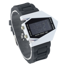 Fashion Sports Men s Waterproof Airplane Shaped Dial Multi Function LED Light Digital Silicone Wrist Watch