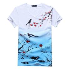 Mens T Shirts Fashion 2015 New Short Sleeve Casual Shirt Meale Ink Color Print Folk-custom T-shirt Sport Tops  Dsq Men Clothes