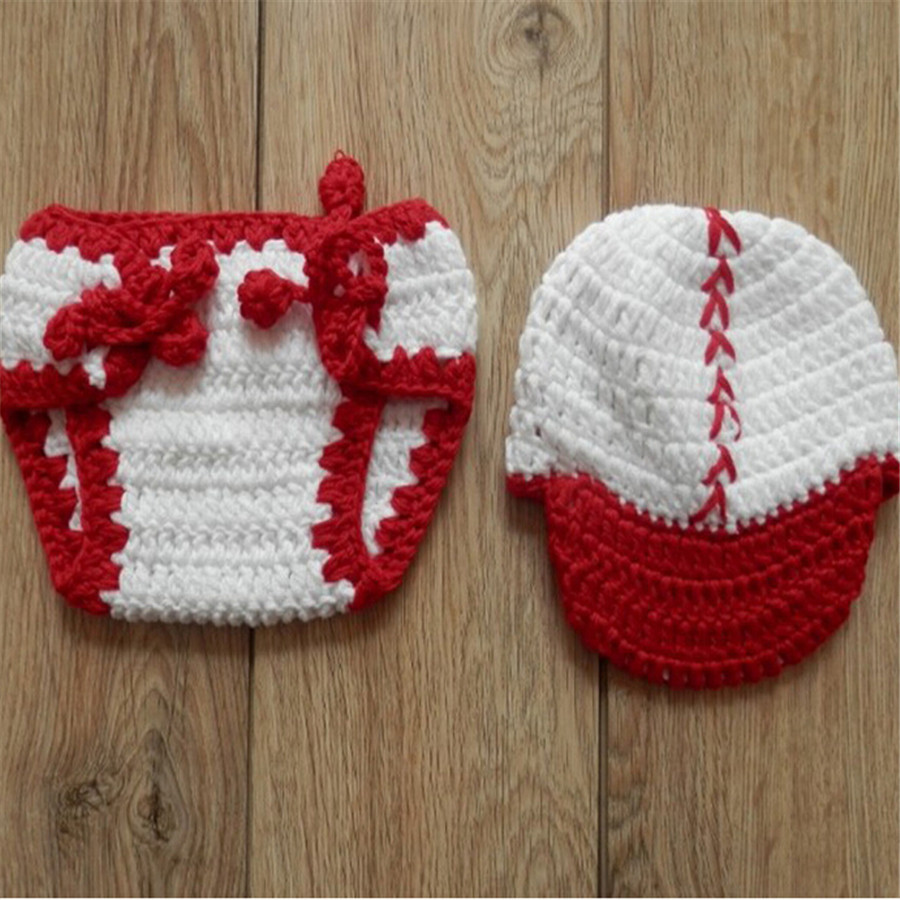Newborn Photography Props Crochet Baby Outfit Infant Costumes Baseball Booter Crochet Baby Photography