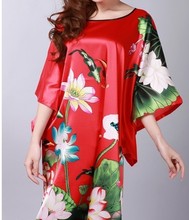 High Fashion Red Lady Polyester Rayon Bath Gown Classic Style Yukata Novelty Loungewear Nightgown Dropshipping One Size