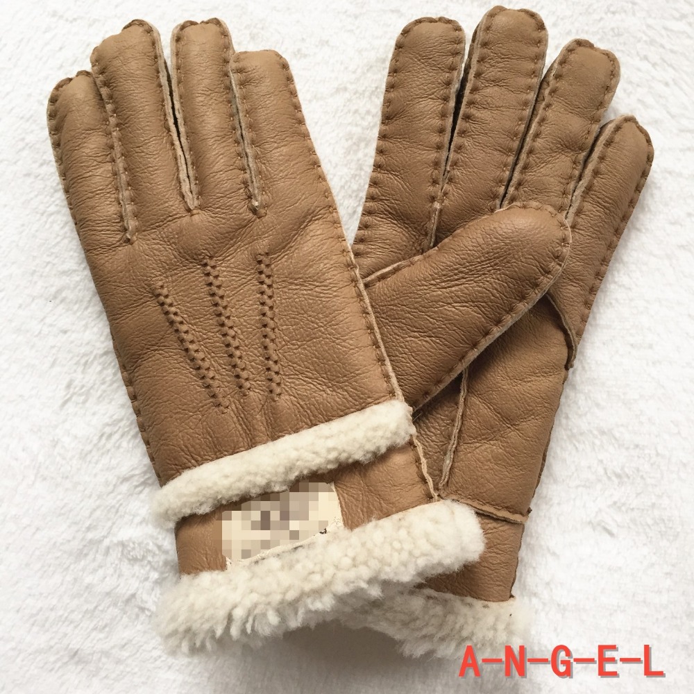 Leren handschoenen met bont gevoerd