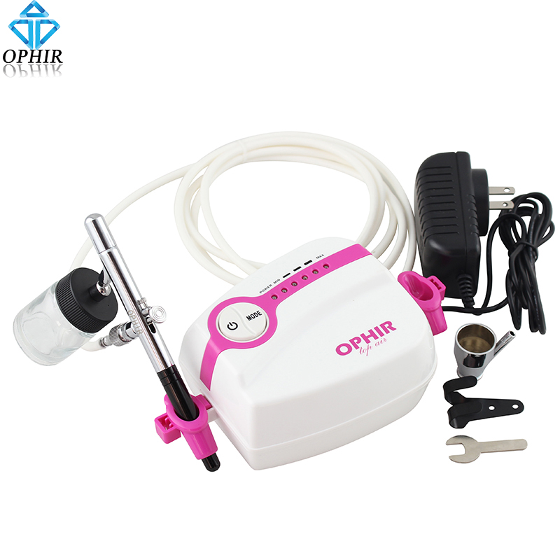 Фотография OPHIR Dual Action Airbrush Kit with 5 Adjustable Compressor Kit for  Model Paint 0.35mm Airbrush Gun for Cake Paint_AC094W+AC072