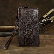 Aaron Brand New Alligator Pattern Men s Genuine Leather Clutches Crazy Horse Leather Casual Men Wallet