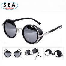 SEA STEAMPUNK Retro COATING mens vintage round SUNGLASSES Men women brand designer gafas OCULOS de sol