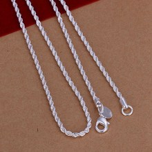 New Listing Hot selling 925 sterling silver 2MM shiny Twisted Rope Necklace Fashion trends Jewelry Gifts