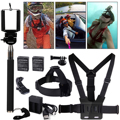 10in1 Accessories Kit Head Chest Mount Bettery Charger Monopod For GoPro 1 2 3 4 Camera