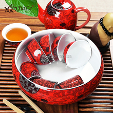 Free Shipping Chinese Porcelain Tea Set The Kung Fu Teapot 19 PCS Tea Service Bone China