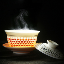 Drinkware 9pcs Honeycomb Kung Fu Tea Set Tea Tool Exquisite Puer Tea Cup Bone China GaiWan