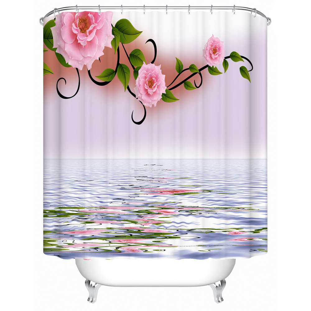 Shower Curtain Fabric Flower Acceptable Personalized Custom Pattern Environmentally Friendly Household Products MG007