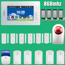 Smart 7 Inch Touch Screen Wireless GSM Alarm System Security Home Burglar Intelligent 868MHz, Wireless outdoor Flash Siren