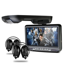 9″ Car Roof Mounted DVD Player Flip Down Monitor With Game Function Overhead Radio Stereo Ceiling With 2 PCS Headphones For Free