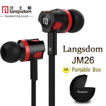 Langsdom JM26 Microphone Earphone Noodles Wired Control In-ear Headphone with Double Color Housing for Mobile Phone, Computer