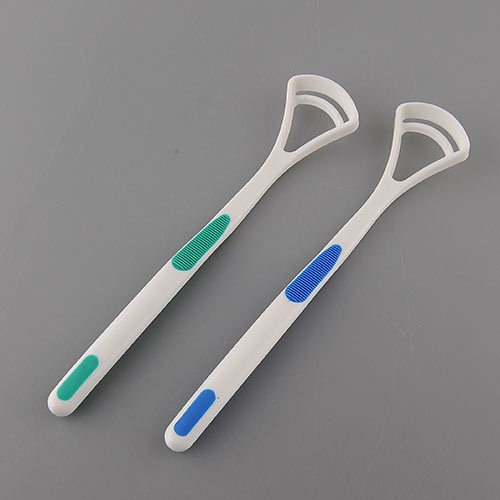 Effective Convenient 1Pair New Dental Care Tongue Clean Tool Good Breath Cleaner Scraper Handle Reduce Tooth