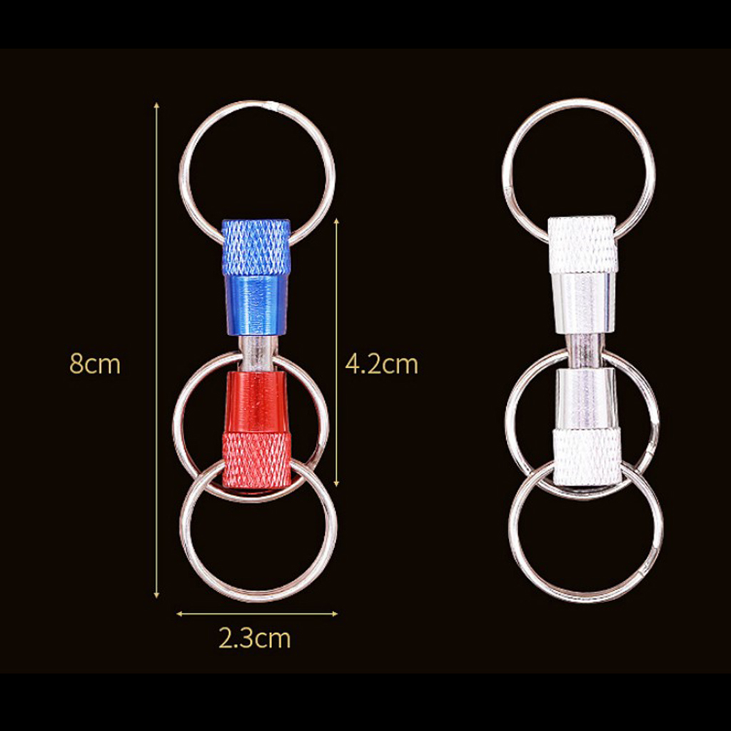 2 Pieces Heavy Duty Three Key Ring Quick Release Detachable Pull-Apart Keychains Lock Holder Key Accessory