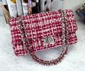 New Wine Red Plaid Wool chain bag high grade composite Tweed Fabric handbags ladies bag