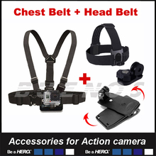 Chest Belt Head Belt 360 Clamp mount For Gopro Hero Action Camera Accessories Set For Go pro Style Helmet Harness Sj4000