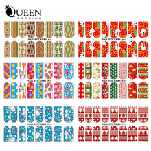 Water Nail Stickers 5sheets lot Full Cover Transferable Nail Wraps Decals Christmas Designed DIY Beauty Nail