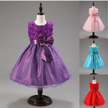 Princess dress 6 colors girl party dress summer dress Bow elbise wedding flower kids clothes vestido de festa infantil menina