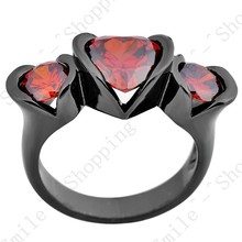 2015 Fine Jewelry Size 6 7 8 9 10 Lovely Heart Three Stone Ruby Anel Aneis