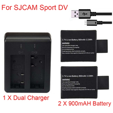 2pcs Original 3.7V 900mAh SJ5000 SJ4000 Battery +Dual Charger+USB Cable For SJCAM SJ4000 SJ 5000 SJ6000 5000 Plus SJ7000 M10