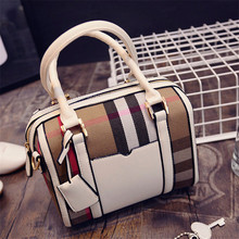 2016 women’s fashion canvas plaid vintage portable handbag small messenger bags free shipping 6098