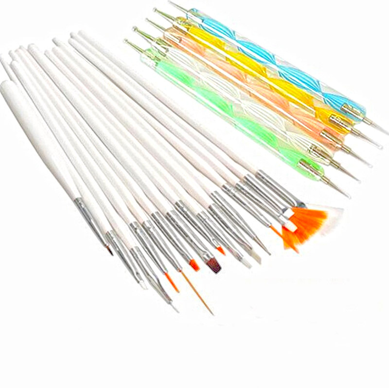 20 Pcs Brush Painting Drawing Pen Dotting Tools Nail Polish Art Design Decoration Set Free Shipping