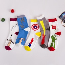 39–44 big size male New arrived Creative comic, superhero series captain america men’s socks cotton jacquard hit color sox