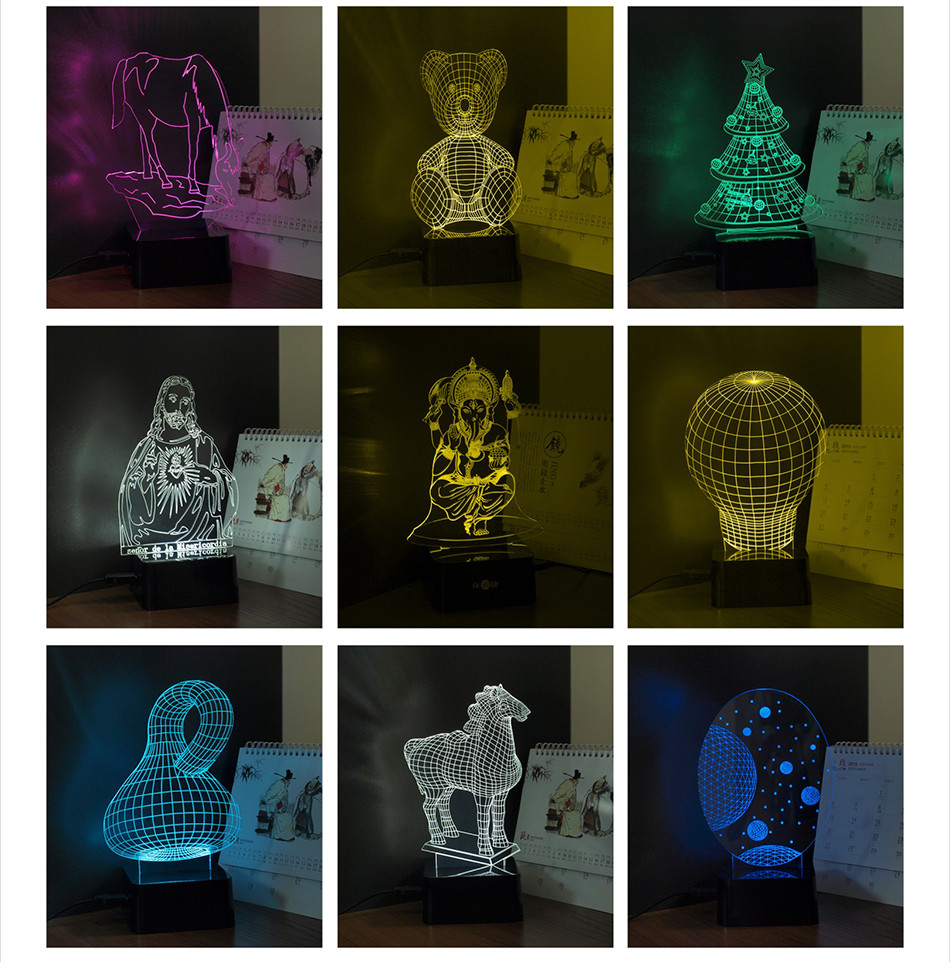 CFL Shaped Seven Colors Changeable LED RGB Lampara Touch Night (7)