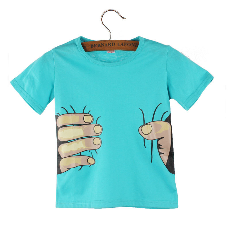 Special Offer New Children Boys Summer T Shirt Tops Lovely Cartoon Hand Star Short Sleeve
