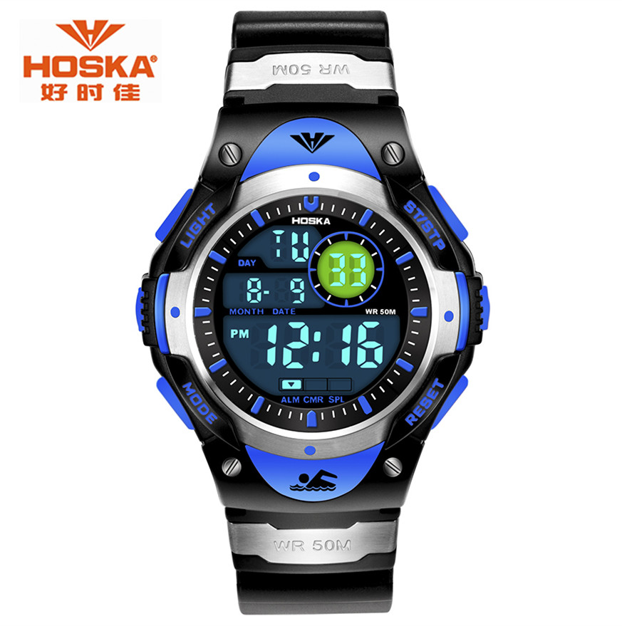 HOSKA Multifunction Digital Watch 50M Waterproof Diver LED Watch Men's Miliraty Outdoor Sports Wristwatch Relogio Masculino Hot