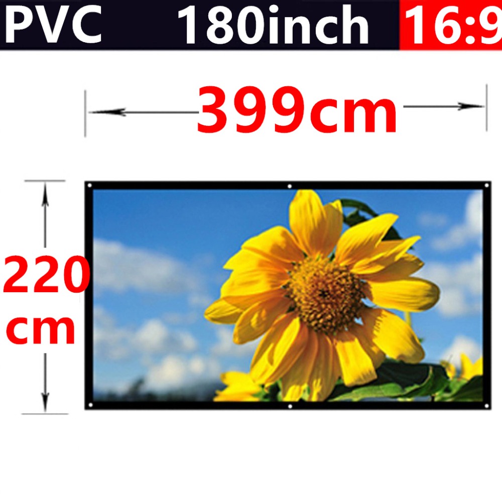 new whole sale 180 Inch 16:9 PVC Fabric Matte With 1.1 Gain projection screen Wall Mounted for hd 3d home theater free shipping