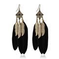 Le Yu Foreign Dangle Earrings For Women Vintage Long Earings Fashion Jewelry Retro Earrings Feather Leaves