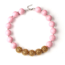 5Pcs Baby Kids Solid Gumball Beads Chunky Necklace Simple Design Princess Girls Bubblegum Necklace for Party