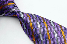 NT0069 Purple Orange Stripe Smooth Multicolor Jacquard Woven Classic Silk Polyester Man s Business Tie Casual