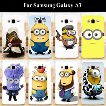 2015 DIY Cases For Samsung Galaxy A3 Cellphone Back Cover PC Phone Cases Cellphone Shell Minions Pattern Free Shipping