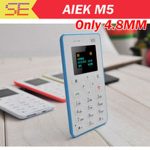 Russian language AIEK M5 Card Cell Phone 4 8mm Ultra Thin Pocket Mini Phone Quad Band